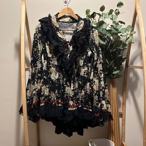 Punk Rave Lolita Black Lace Kimono